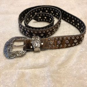 Brown western belt with embellishments